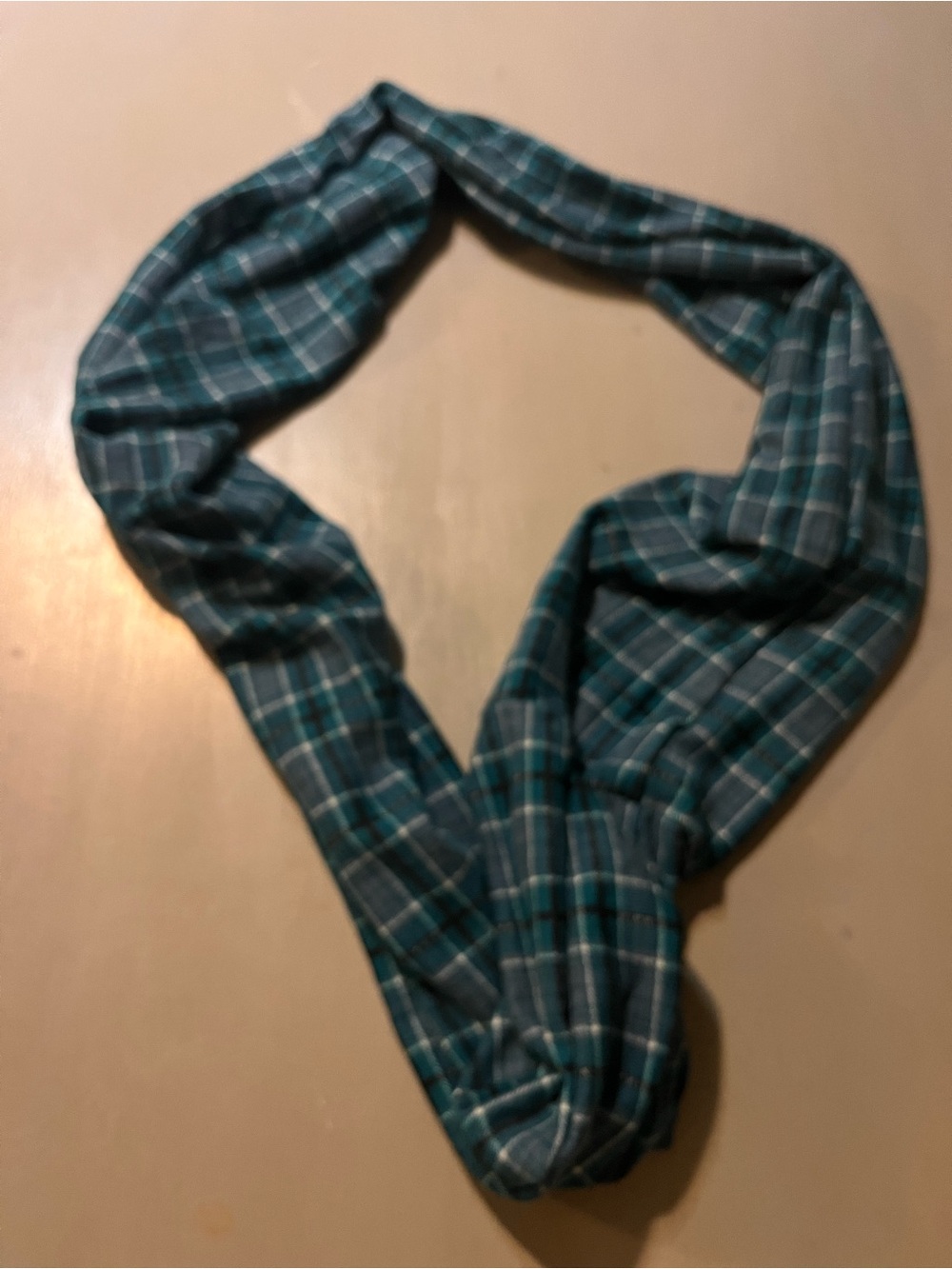 NWOT Teal Blue Plaid Infinity Scarf Soft Knit Loop Scarf Boutique